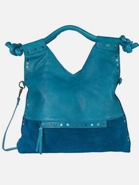 We The Free Valencia Tote/Messenger Crossbody Leather Bag Blue